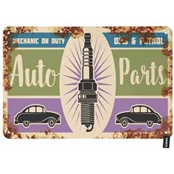 HOSNYE Car Parts Shop Tin Sign Letters with Mechanic on Duty Gas Station Vintage Metal Tin Signs for Men Women Wall Art Decor for Home Bars Clubs Cafes 8x12 Inch