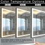 HAUSCHEN 32x40 inch Black Framed LED Lighted Bathroom Wall Mounted Mirror with High Lumen+CRI 95 Adjustable Color Temperature+Anti-Fog Separately+Dimmer Function+IP44 Waterproof+Vertical & Horizontal