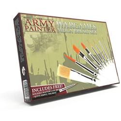 The Army Painter Wargames Mega Brush Set - 10 Miniature Paint Brushes Including Free Masterclass Kolinsky Sable Hair Brush and Detail Paint Brush with Fine Tip - Miniature Painting Kit for Wargamers