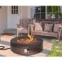 HOMPUS Propane Patio Fire Pit Table, Lava Rocks and Rain Cover for Outdoor Leisure Party,50,000 BTU 42-inch Round Bronze Concrete Fire Table