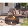 HOMPUS Propane Patio Fire Pit Table, Lava Rocks and Rain Cover for Outdoor Leisure Party,50,000 BTU 42-inch Round Bronze Concrete Fire Table HOMPUS Propane Patio Fire Pit Table, Lava Rocks and Rain Cover for Outdoor Leisure Party,50,000 BTU 42-inch Round Bronze Concrete Fire Table