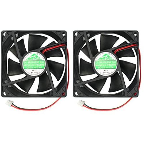 2 Packs 80mm by 80mm by 25mm 8025 12V DC 0.20A Ball Bearing Brushless Cooling Fan 2pin AV-F8025MB UL CE