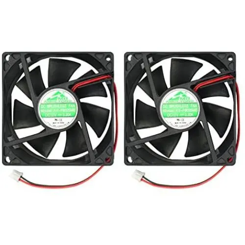 2 Packs 80mm by 80mm by 25mm 8025 12V DC 0.20A Ball Bearing Brushless Cooling Fan 2pin AV-F8025MB UL CE 2 Packs 80mm by 80mm by 25mm 8025 12V DC 0.20A Ball Bearing Brushless Cooling Fan 2pin AV-F8025MB UL CE