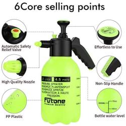 Futone 0.5 Gallon Hand Held Garden Sprayer Water Pump Pressure Sprayers for Lawn and Garden - (2.0L Lime Yellow)