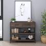 HOMECHO Console Table with Drawers, Tall Entryway Table with Storage, Narrow Sofa Hallway Table for Bedroom Living Room, Metal Frame, Dark Brown