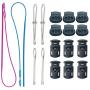 6 Pieces Easy Drawstring Threader Replacement Tool with 12 Pieces Cord Locks (2pcs Plastic Drawstring Threader, 2pcs Metal Drawstring Threader and 2pcs Metal Tweezers)
