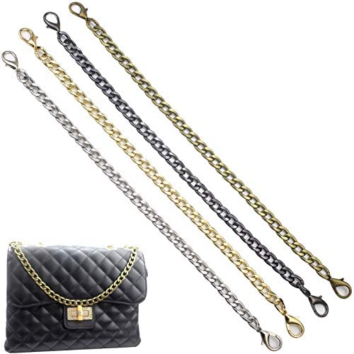 WeiMeet 4 Pieces Handbag Chain Straps Metal Bag Strap Purse Clutches Handle Strap with 8 Pieces Metal Buckles