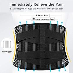 Freetoo Back Braces for Lower Back Pain Relief with 6 Stays, Breathable Back Support Belt for Men/Women for work , Anti-skid lumbar support belt with 16-hole Mesh for sciatica(M)