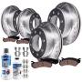 Detroit Axle - All (4) Front and Rear 330mm Drilled Slotted Disc Brake Kit Rotors w/Ceramic Pads for 2003 2004 2005 2006 2007 2008 2009-2011 Chevy Express 3500/ GMC Savana 3500 - Single Rear Wheels