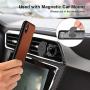 ZOVER iPhone Xs Max Magnetic Case with Detachable Card Holder Support Wireless Charging Car Mount Credit Cards Slot Genuine Leather Case Adhere to Anywhere Reusable Rectangular Metal Plates Dark Brown