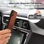 ZOVER iPhone Xs Max Magnetic Case with Detachable Card Holder Support Wireless Charging Car Mount Credit Cards Slot Genuine Leather Case Adhere to Anywhere Reusable Rectangular Metal Plates Dark Brown