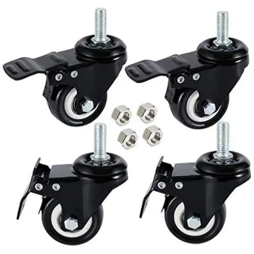 DICASAL 4 Pack 1.5 Inch Swivel Stem Casters, Non-Marking Polyurethane Wheels 330 Lbs with Diameter 3/8''- 16 x 1'' Stem Thread and Nuts for Carts Trolley Furniture DICASAL 4 Pack 1.5 Inch Swivel Stem Casters, Non-Marking Polyurethane Wheels 330 Lbs with Diameter 3/8''- 16 x 1'' Stem Thread and Nuts for Carts Trolley Furniture