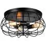 Vintage Semi Flush Mount Ceiling Light, Elibbren E26 Industrial Metal Cage Ceiling Light Fixture 3 Lights for Bedroom Kitchen Dining Room Living Room