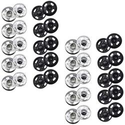 40 Sets Sew on Snap Buttons Metal Snaps Fasteners Press Studs Buttons for Sewing Clothing,Bags, Bathrobe,Sweater or Coat. (Silvery and Black 13mm)