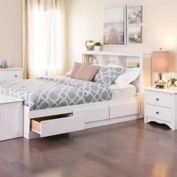 Prepac Full Mates Platform Storage Bed with 6 Drawers, White