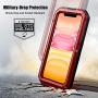 Beasyjoy iPhone 11 Case Waterproof Metal Case Heavy Duty Built-in Screen Full Body Protective Shockproof Dustproof Military Grade Rugged Defender Case Outdoor Case (Red)