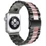 Seinit Stainless Steel Watch Band Replacement Strap Compatible with Apple Watch Series 6/5/4/3/2/1 44mm/42mm, Black/Rose Gold