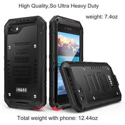 Beasyjoy iPhone 6/6s Metal Case Heavy Duty Waterproof Case Screen Full Body Military Grade Rugged Cover Drop Proof Shockproof Defender Black