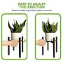 Goombi Adjustable Mid Century Plant Stand Indoor - Black Metal Planter Fits Medium & Large Pots Sizes 8 9 10 11 12 inches (Not Included) (Adjustable Width: 8-12'' x 11'' Tall)