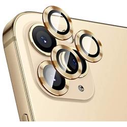 Hoerrye For Iphone 12 Pro Max Camera Lens Protector, Metal Full Cover + Tempered Glass Circle Screen Protection For Iphone 6.7 Accessories - Gold