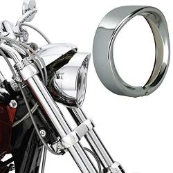 Headlight Bracket Motorcycle 5.75 Metal Black/Chrome Headlamp Visor Style, 5.75inch Headlight Trim Ring 69735-05 fit for Sportster Dyna FXLR, FXST Headlight Assemblies & Part (Chrome)