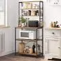 VASAGLE Bakers Rack, Microwave Oven Stand, 6-Tier Kitchen Utility Storage Shelf, 6 Hooks and Metal Frame, Industrial, 31.5 x 15.7 x 65.7 Inches, Rustic Brown and Black UKKS019B01