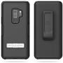 Encased Galaxy S9 Plus Belt Case with Kickstand and Holster Clip, Ultra Thin Slimline Combo Shell Cover with Durable Metal Stand for Samsung S9+ (Smooth Black)