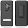 Encased Galaxy S9 Plus Belt Case with Kickstand and Holster Clip, Ultra Thin Slimline Combo Shell Cover with Durable Metal Stand for Samsung S9+ (Smooth Black)