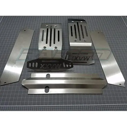 Raidenracing Stainless Steel Chassis Armor Front & Rear Skid Plate 5pcs Hollow Version for Traxxas X-Maxx XMAXX 6S 8S Raidenracing Stainless Steel Chassis Armor Front & Rear Skid Plate 5pcs Hollow Version for Traxxas X-Maxx XMAXX 6S 8S