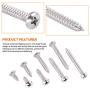 Rustark 180-Pcs [#8 3/8'' to 1-1/2''] 304 Stainless Steel Round Pan Head Phillips Cross Wood Screws Self Tapping Drilling Screws Assortment Kit