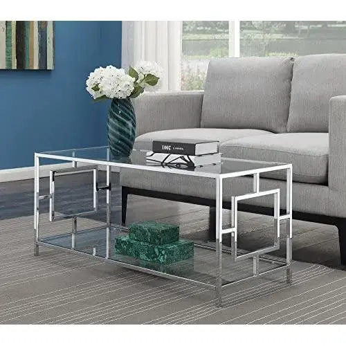 Convenience Concepts Town Square Chrome Coffee Table, Clear Glass / Chrome Frame Convenience Concepts Town Square Chrome Coffee Table, Clear Glass / Chrome Frame