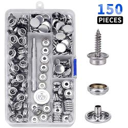 crafts man 150 PCS Canvas Snap Kit Tool,Metal Screws Snaps Marine Grade 3/8'' Socket Stainless Steel Boat Canvas Snaps with 2 Pcs Setting Tool for Boat Cover Furniture (150 pcs)