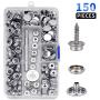 crafts man 150 PCS Canvas Snap Kit Tool,Metal Screws Snaps Marine Grade 3/8'' Socket Stainless Steel Boat Canvas Snaps with 2 Pcs Setting Tool for Boat Cover Furniture (150 pcs)