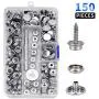 crafts man 150 PCS Canvas Snap Kit Tool,Metal Screws Snaps Marine Grade 3/8'' Socket Stainless Steel Boat Canvas Snaps with 2 Pcs Setting Tool for Boat Cover Furniture (150 pcs)