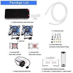 PC Water Cooling Kit DIY Water Cooling Kit with Cooler CPU/GPU Block Cylindrical Water Reservoir Pump LED Fan 240mm Heat Sink Connectors Kit All-in-one Liquid Computer Water Cooling Set