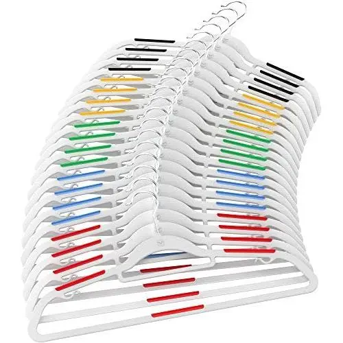 Vremi Clothes Hangers 20 Pack - Non Slip Ultra Slim Plastic Hanger Set with Secure Grip Strips and Durable Chrome Metal Hooks - Gray and Multi Color Vremi Clothes Hangers 20 Pack - Non Slip Ultra Slim Plastic Hanger Set with Secure Grip Strips and Durable Chrome Metal Hooks - Gray and Multi Color