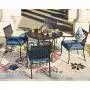 Top Space 4 Piece Metal Outdoor Wrought Iron Patio Furniture,Dinning Chairs Set with Arms and Seat Cushions (4 PC, Blue) Top Space 4 Piece Metal Outdoor Wrought Iron Patio Furniture,Dinning Chairs Set with Arms and Seat Cushions (4 PC, Blue)