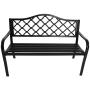 Sunnydaze Outdoor Patio Bench - 2-Person Outside Garden Park Bench Furniture - Durable Cast Iron Metal - Black Lattice Decorative Design - Outdoor Seating for Yard, Porch, Deck, Entryway or Backyard