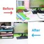 LUCYCAZ Stackable Paper Tray 4 Tier Document Desk Organizer Metal Mesh File Holder for Home Office School Black