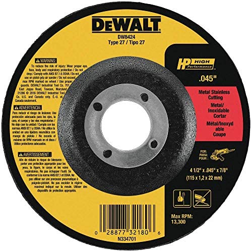 DEWALT DW8424 Thin Cutting Wheel, 4-1/2-Inch x .045-Inch x 7/8-Inch