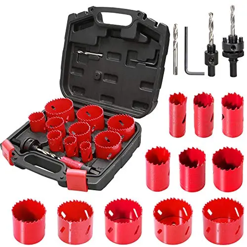 Bi-Metal Hole Saw Kit, HYCHIKA 17 Pcs High Speed Steel 3/4 inches- 2-1/2 inches Set in Case with Mandrels, Durable High Speed Steel, Perfect for Drilling PVC Board, Metal, and Plastic Plate Bi-Metal Hole Saw Kit, HYCHIKA 17 Pcs High Speed Steel 3/4 inches- 2-1/2 inches Set in Case with Mandrels, Durable High Speed Steel, Perfect for Drilling PVC Board, Metal, and Plastic Plate