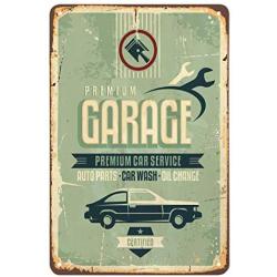 AOYEGO Garage Car Repair Tin Sign,Auto Parts Car Wash Oil Change Vintage Metal Tin Signs for Cafes Bars Pubs Shop Wall Decorative Funny Retro Signs for Men Women 8x12 Inch