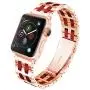 YGTIECS Fashion Apple Watch Band Compatible with Apple Watch 38mm/40mm Stainless Steel with Resin for iwatch Band Series 6 5 4 3 2 1 for Women and Men Rose-Wine Red