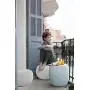 Keter Urban Knit Pouf Ottoman Set of 2 with Storage Table for Patio and Room Décor-Perfect for Balcony, Deck, and Outdoor Seating, Grey & White