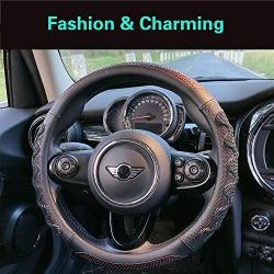 PINCTROT Steering Wheel Cover Great Grip with 3D Honeycomb Anti-Slip Design, Universal 15 Inch (Wine Red)