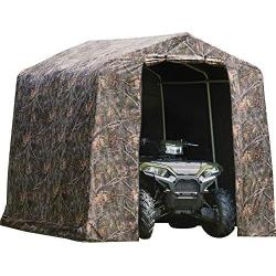 ShelterLogic 8 x 8 x 8 Shed-in-a-Box All Season Steel Metal Peak Roof Outdoor Storage Shed with Printed Camouflage Cover and Heavy Duty Reusable Auger Anchors