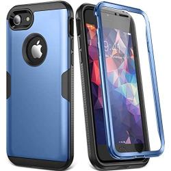 YOUMAKER Designed for iPhone 8 Case & iPhone 7 Case, Full Body Rugged with Built-in Screen Protector Heavy Duty Protection Slim Fit Shockproof Cover for Apple iPhone 8 4.7 Inch - Blue