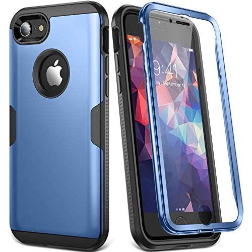 YOUMAKER Designed for iPhone 8 Case & iPhone 7 Case, Full Body Rugged with Built-in Screen Protector Heavy Duty Protection Slim Fit Shockproof Cover for Apple iPhone 8 4.7 Inch - Blue