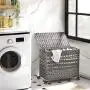 SONGMICS Handwoven Laundry Hamper, Rattan-Style Laundry Basket with 3 Removable Bags, Handles, Laundry Sorter with Lid, for Living Room, Bathroom, Laundry Room, Gray ULCB083G02