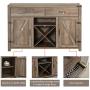 HOMCOM Wooden Farmhouse Sideboard Storage Buffet Cabinet with 2 Large Drawers, X-Shaped Wine Rack, and Cabinets, Grey